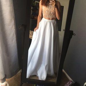 White and gold prom dress worn once paid $350+